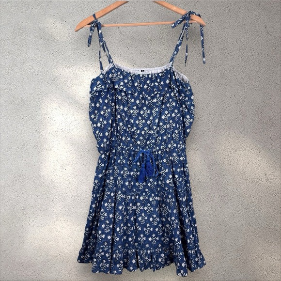CJ Laing Cotton‎ Floral Tie Shoulder Mini Sundress Dress Women's Sz L